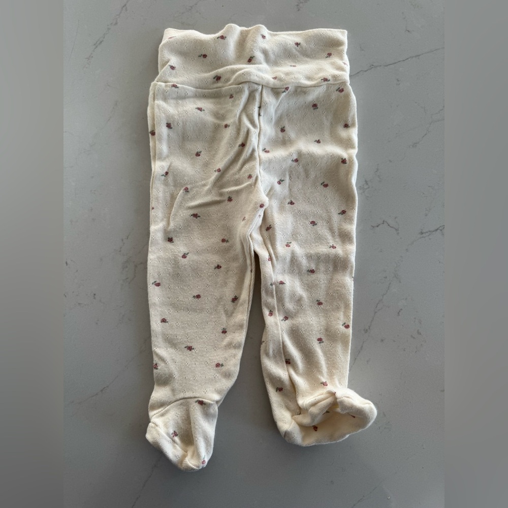 Colored Organics Pointelle footed Baby Pants with Floral Accents